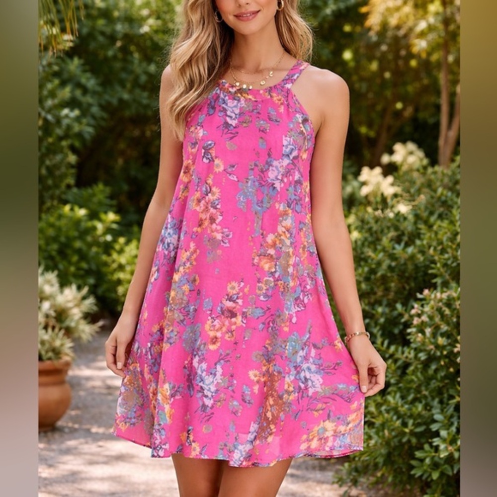 Betsey Johnson Sleeveless Floral Shift Dress Pink Size 8